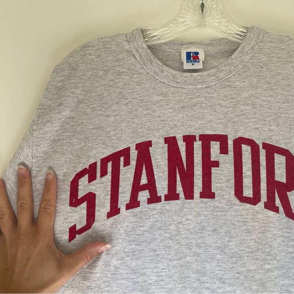 ⚜️Vtg Russell Athletic Stanford Tee Collegiate T-Shirt Heather / Ash - Picture 3 of 3